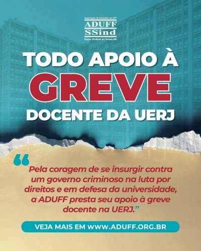 Nota da Diretoria da Aduff em apoio à greve docente da UERJ